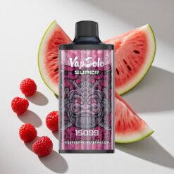 Vapsolo Super 15000 Puffs Raspberry Watermelon Disposable Vape with 850mAh Mesh Coil & Type-C Charging Australia Vapes